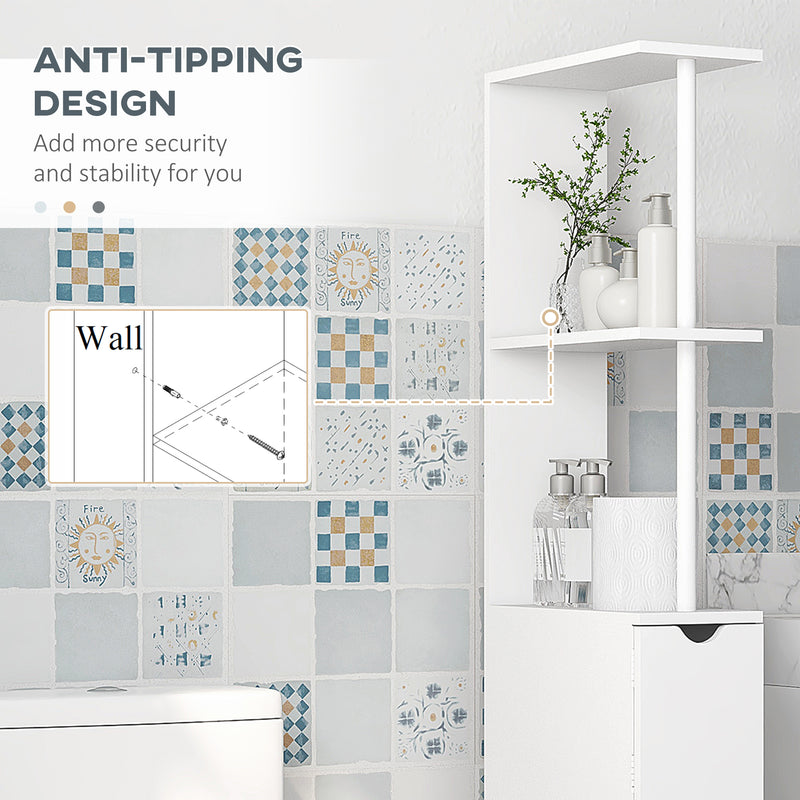 Tall Slim Bathroom Storage Cabinet with Drawers and Shelves Ideal for Small Spaces White