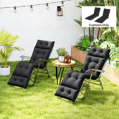 Sun Lounger Cushions Set of 2 for Softer Outdoor Reclining Easy Clean Black Outsunny