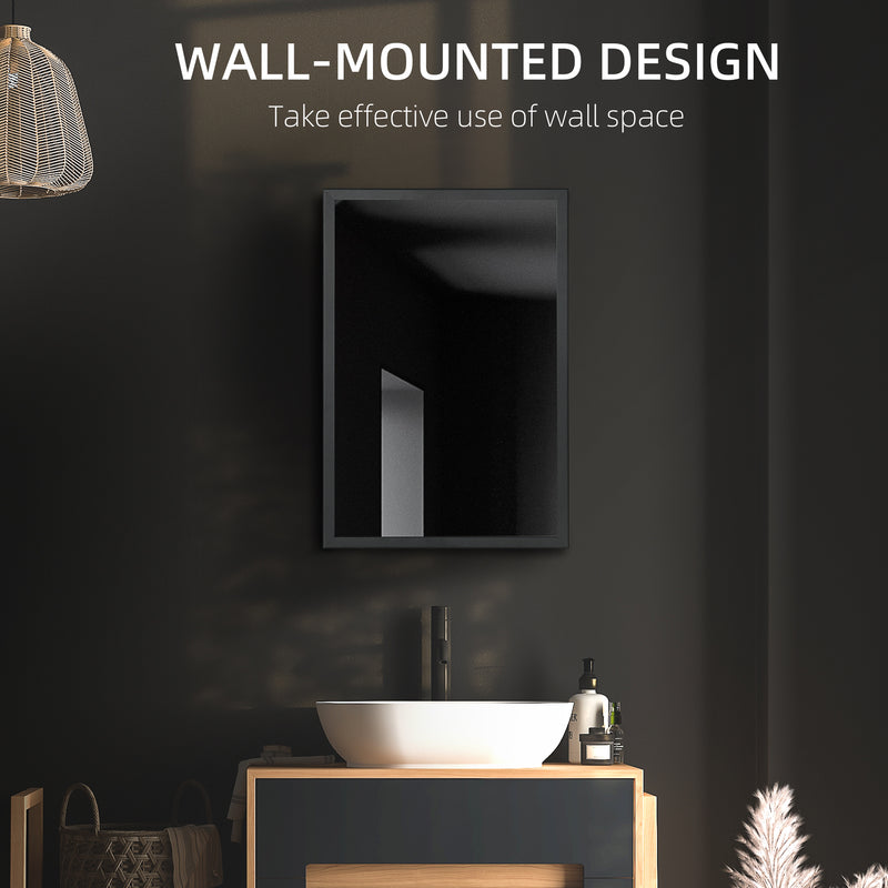 Wall Mounted Bathroom Mirror Cabinet With Storage Shelves Space Saving Design Black