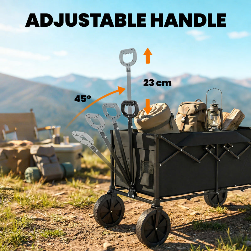 Festival Trolley for Camping and Outdoor Events with Folding Frame and Cup Holders Black Outsunny