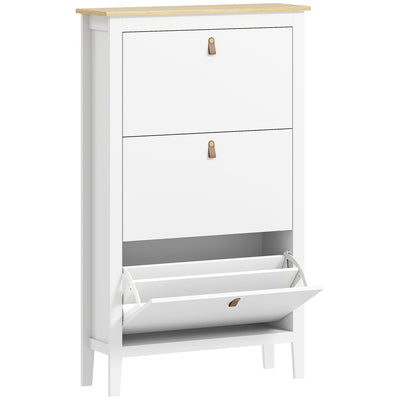 White 3 Drawer Modern Shoe Storage Cabinet Organiser for Hallway or Bedroom