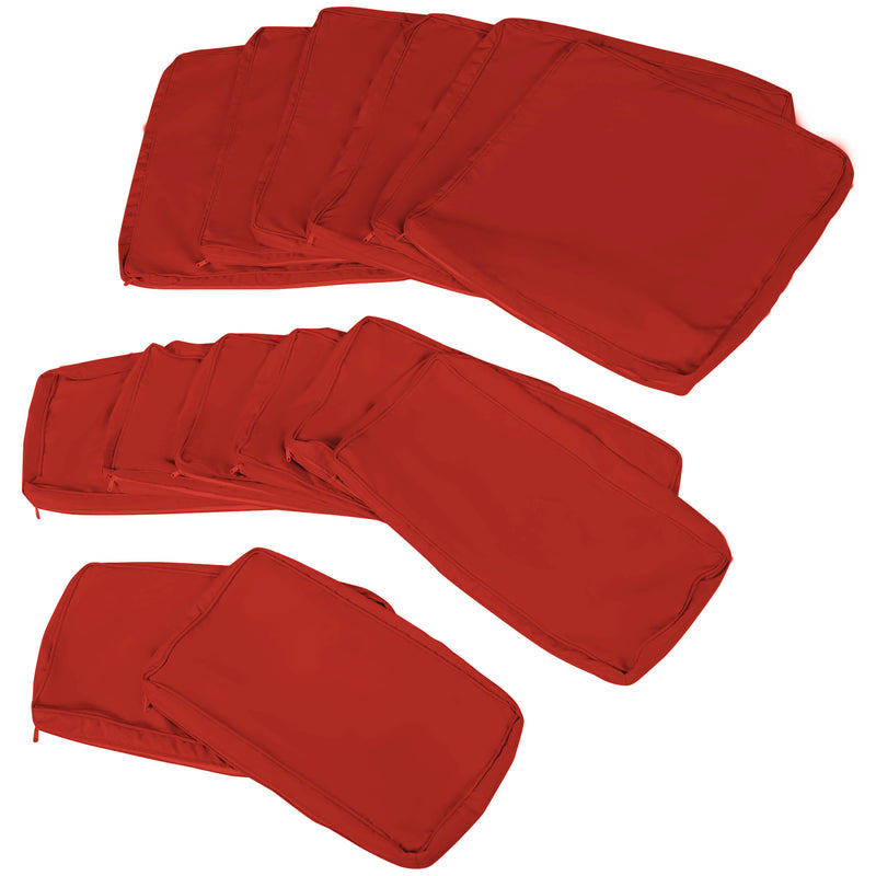 Red Set of 14 Outdoor Cushion Covers Water Resistant by Outsunny