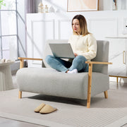 Light Grey 2 Seater Sofa Settee with Soft Sherpa Fleece Fabric Upholstered