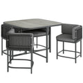 4 Seater Rattan Cube Garden Furniture Set with Cushions Charcoal Grey by Outsunny