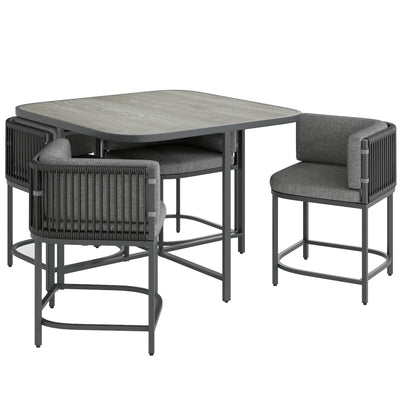 4 Seater Rattan Cube Garden Furniture Set with Cushions Charcoal Grey by Outsunny