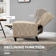 Chesterfield Style Reclining Armchair With Padded Seat For Living Room Comfort Beige