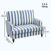Blue and White Velvet Accent Chair with Wide Seat and Turned Legs for Living Room by HOMCOM
