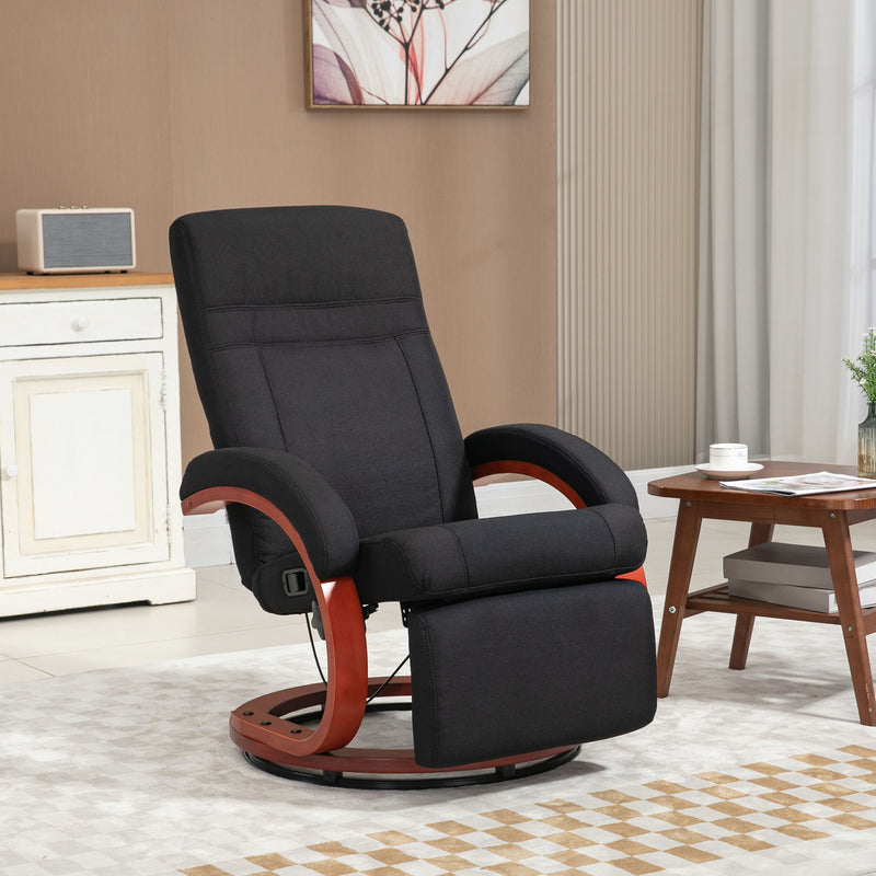 Manual Reclining Swivel Chair With Footrest for Home or Office Comfort Black