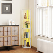 5 Tier LED Floor Lamp With Adjustable Shelves And Remote Control For Living Room White