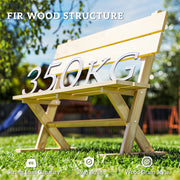2 Seater Wooden Garden Bench Fir Wood Loveseat with Slatted Seat and Sloping Back by Outsunny