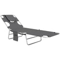 Dark Grey Reclining Sun Lounger with Face Hole for Outdoor Comfort by Outsunny