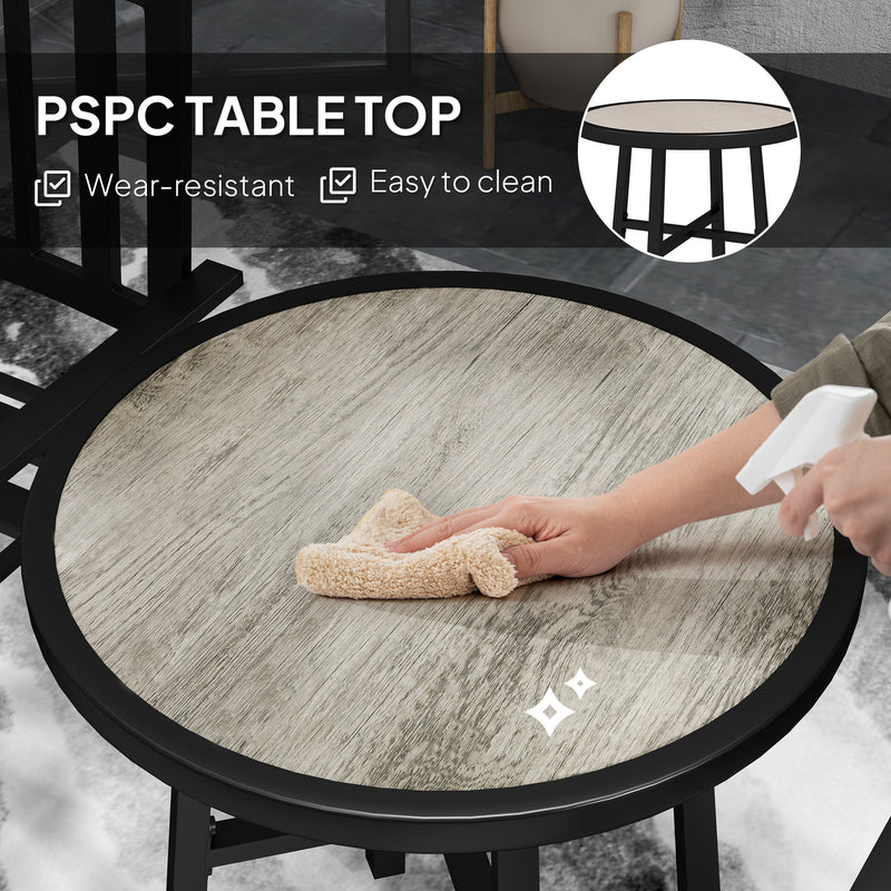 Grey 3 Piece Patio Bistro Set with Stackable Chairs and Steel Frame by Outsunny