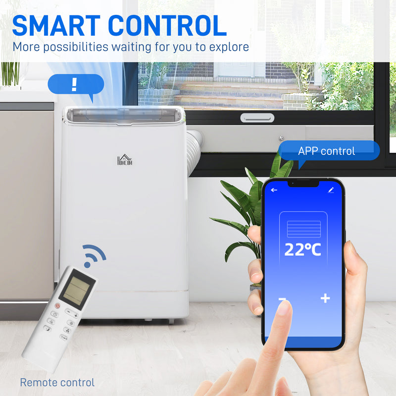 14000 BTU Smart WiFi Mobile Air Conditioner With Dehumidifier For Rooms Up To 35m2 White