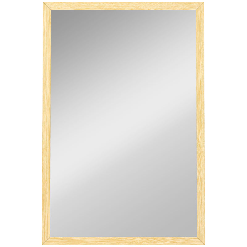 Rectangular Wall Mirror for Brightening and Enlarging Rooms Natural Wood Finish AOSOM