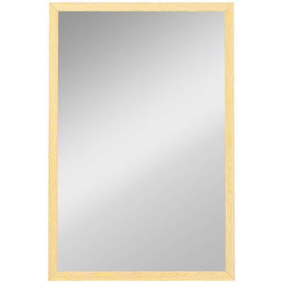 Rectangular Wall Mirror for Brightening and Enlarging Rooms Natural Wood Finish AOSOM