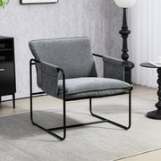 Grey Minimalist Padded Accent Chair with Side Pockets by HOMCOM