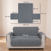 2 Seater Waterproof Pet Sofa Cover with Pockets for Easy Organisation Grey AOSOM