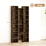 Tall Wooden 21 Cube Bookcase With Open Storage Shelves For Home Office Brown AOSOM