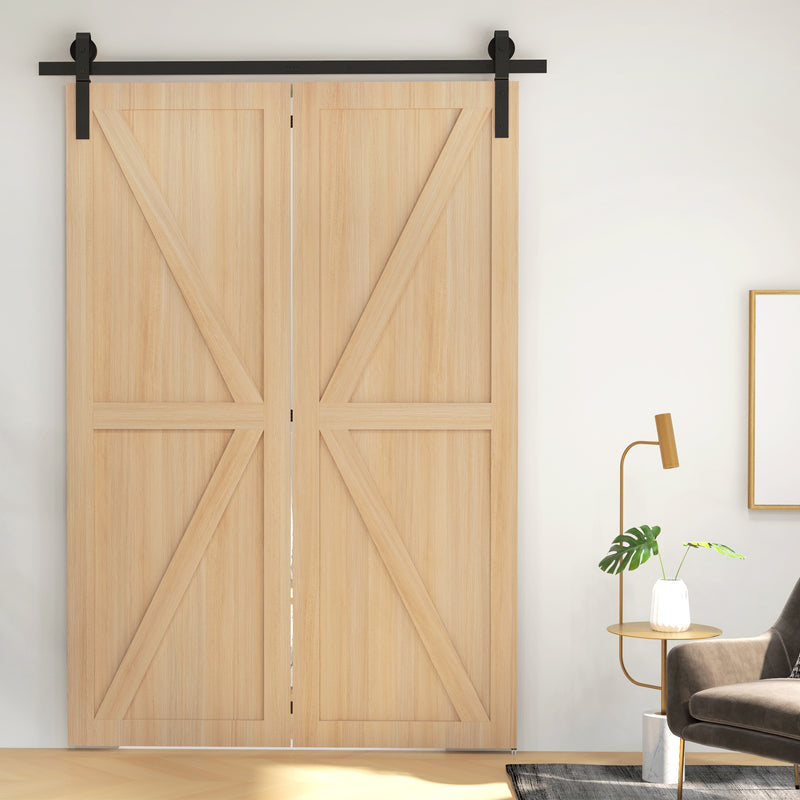Sliding Door Track Kit for Folding Doors Space Saving Hardware for Home Black