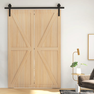 Sliding Door Track Kit for Folding Doors Space Saving Hardware for Home Black AOSOM