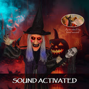 160cm Animatronic Witch Halloween Decoration With Moving Arms For Indoor Or Outdoor Use Multi