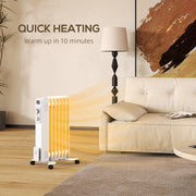 1.5kW Seven Fin Oil Filled Radiator Portable Electric Heater, White by HOMCOM