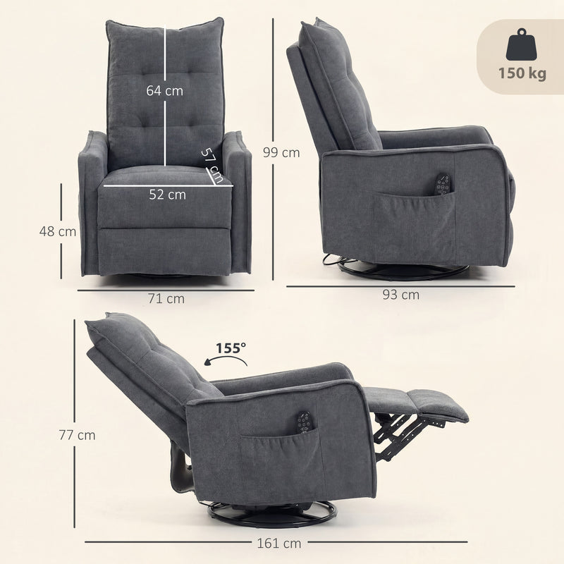 Massage Recliner Chair with Heat and Rocking for Relaxing at Home Dark Grey