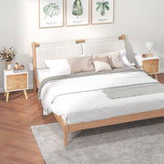 Set of 2 Modern Bedside Tables with Drawer and Wooden Legs Ideal for Bedroom Storage White