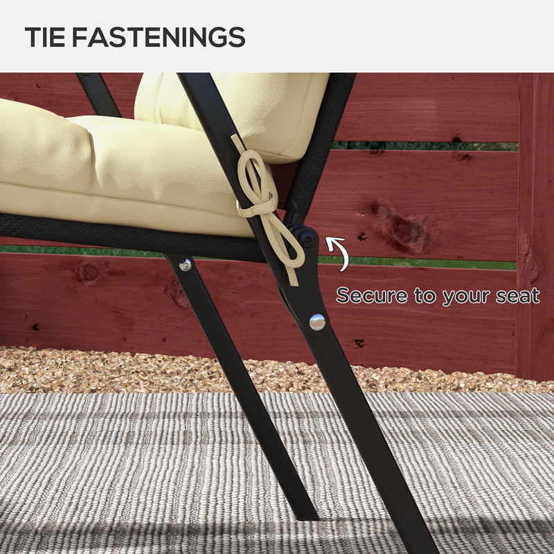 Beige Garden Chair Cushion Set with Backrest and Ties Ideal for Outdoor Use