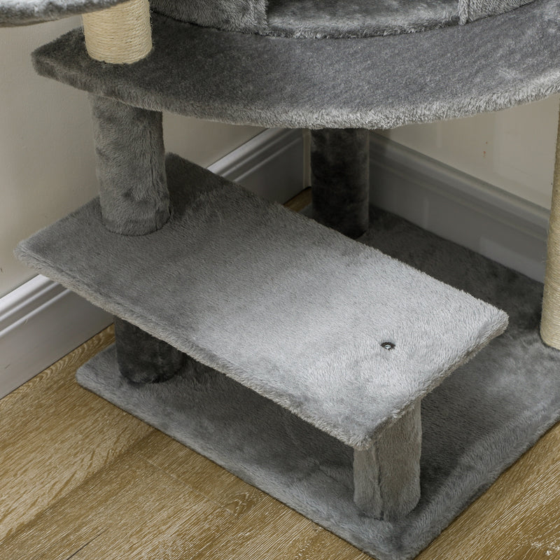 100cm Cat Tree Tower With Sisal Scratching Post Ideal for Climbing and Play Grey
