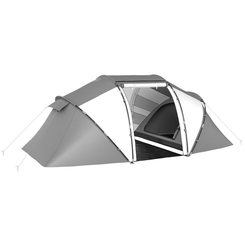 Tunnel Tent with Two Bedrooms and Living Area for 4 to 6 People Charcoal Grey White