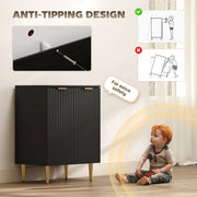Adjustable Sideboard with Storage Shelves Ideal for Living Room or Hallway Black AOSOM