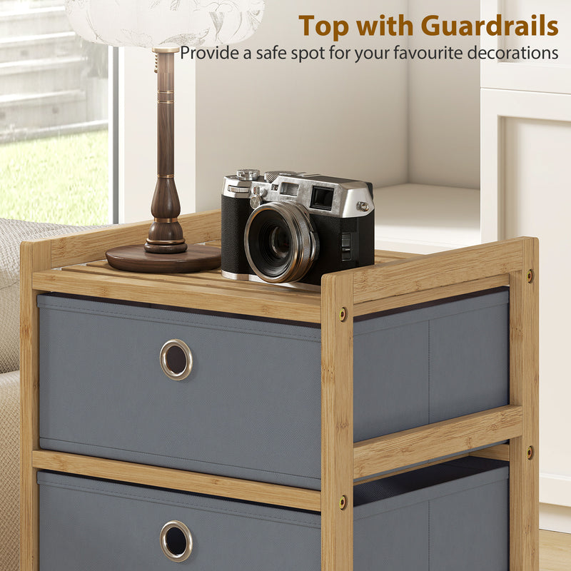 Slim Chest of Drawers for Small Bedrooms with Five Fabric Storage Drawers Natural AOSOM