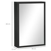 Wall Mounted Bathroom Mirror Cabinet With Storage Shelves Space Saving Design Black
