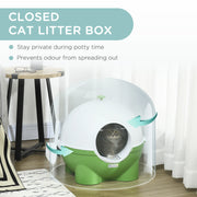 Large Covered Cat Litter Box With Scoop and Front Entry for Easy Cleaning, Green