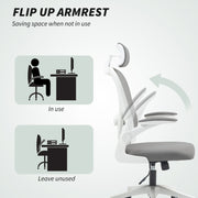 Ergonomic Grey Mesh Swivel Office Chair With Adjustable Lumbar Support and Flip Up Armrests by HOMCOM