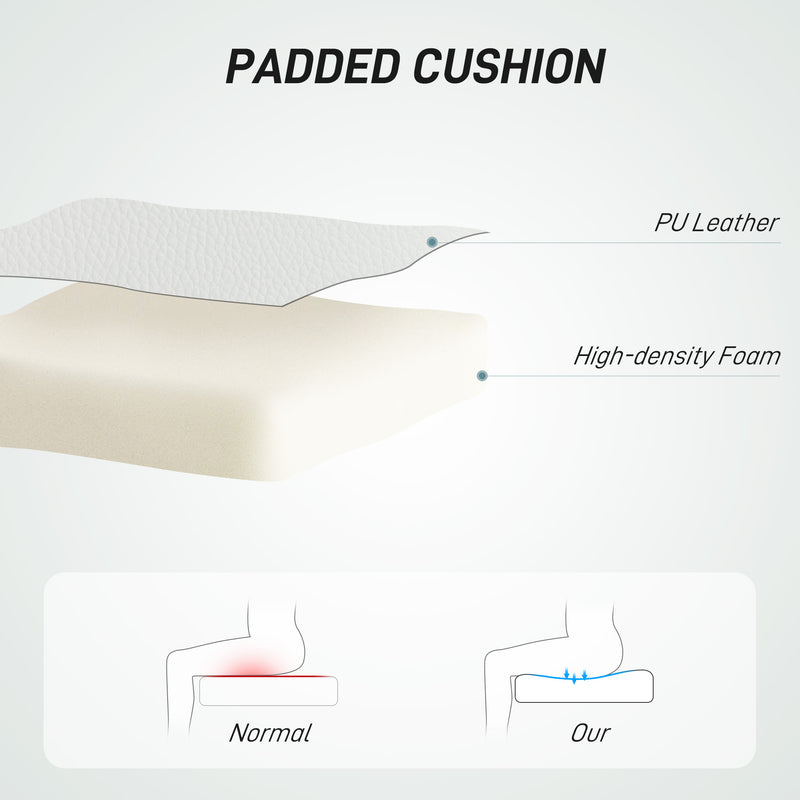 White PU Leather Swivel Office Chair With Wheels And Adjustable Height For Home Study