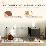 DIY Small Animal Cage with Elevated Huts for Guinea Pigs Rabbits and Hedgehogs Black by PawHut
