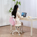 Colourful Faux Fur Swivel Desk Chair with Bunny Ears and Adjustable Height by HOMCOM