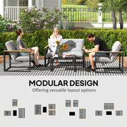 4 Piece Garden Furniture Set with Loveseat Sofa Armchairs and Table Light Grey by Outsunny