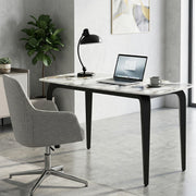 4 Seat Dining Table with Easy Clean Sintered Stone Marble Effect Top for Family Meals White & Black Homcom