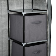 Dark Grey Fabric Portable Wardrobe With Hanging Rail and Storage Drawers by HOMCOM