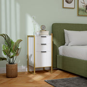 White Industrial 3 Drawer Chest of Drawers with Metal Frame for Bedroom and Living Room by HOMCOM