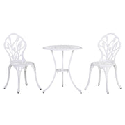 3 Piece White Aluminium Bistro Set with Table and Chairs for Garden or Balcony by Outsunny