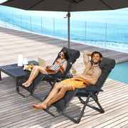 2 Piece Zero Gravity Reclining Sun Loungers With Cushions For Garden Relaxation Black AOSOM