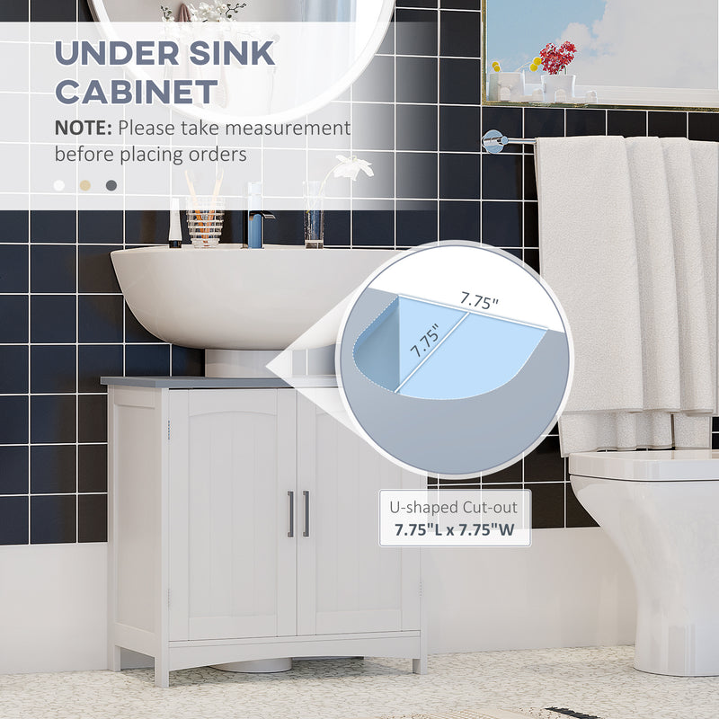 3 Piece White Bathroom Furniture Set Tall Storage Cabinet Sink Unit with Shelves and Drawers by kleankin