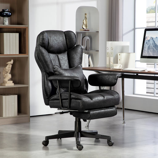 Ergonomic Executive Office Chair With Footrest Lumbar Support And Recline Function, Black