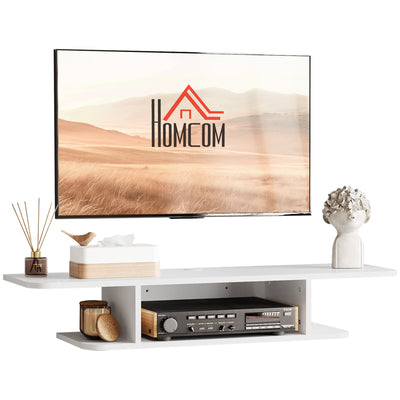 Wall Mounted Floating TV Unit For TVs Up To 40 Inch With Storage Shelf, White