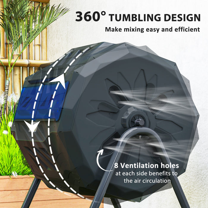 160L Dual Chamber Rotating Garden Composter in Blue by Outsunny