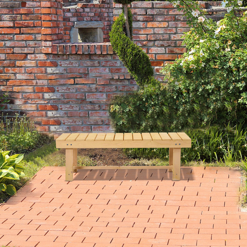 2 Seater Wooden Garden Bench Set for Patio or Indoor Use with Sturdy Fir Wood Frame, Natural